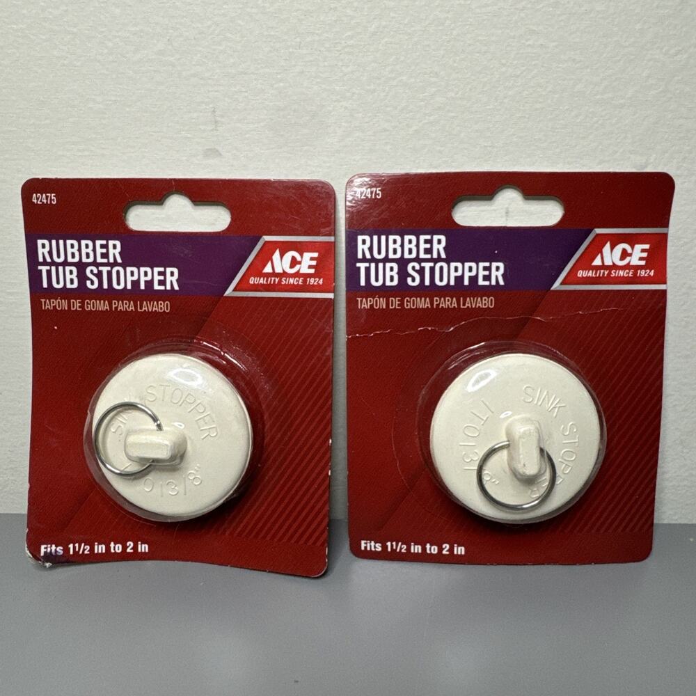 ACE Rubber Tub Stopper 1-1/2" to 2" 2-pack #42475